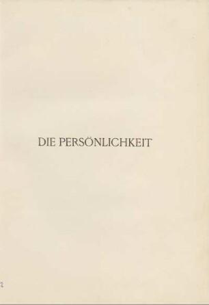 Die Persönlichkeit