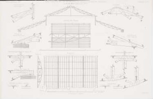Imperial-Continental-Gas-Association, Berlin: Details Dachkonstruktion Retortenhäuser (aus: Atlas zur Zeitschrift für Bauwesen, hrsg. v. G. Erbkam, Jg. 19, 1869)