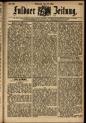 Zweite Ausgabe vom Mittwoch, den 29. Mai 1889.