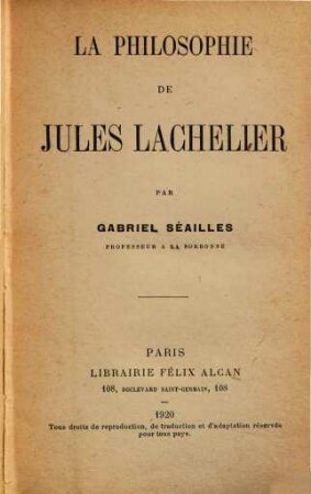 La philosophie de Jules Lachelier
