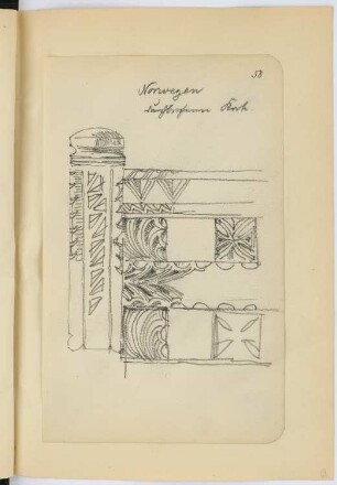 Bettwange aus Norwegen: Ansicht (aus: Skizzen- und Fotoalbum 27)