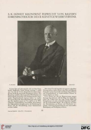 S.K. Hoheit Kronprinz Ruprecht von Bayern Ehrenprotektor des B. Kunstgewerbevereins