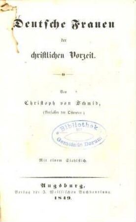 Deutsche Frauen der christlichen Vorzeit