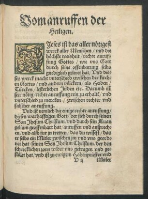 Vom anruffen der Heiligen.