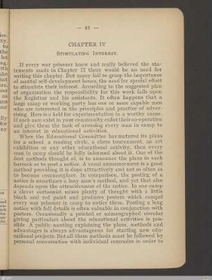Chapter IV - Stimulating interest