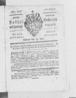 17tes Stück., Ausgabe vom 25. April 1781