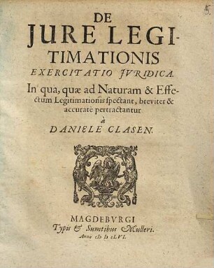 De Jure Legitimationis Exercitatio Jvridica