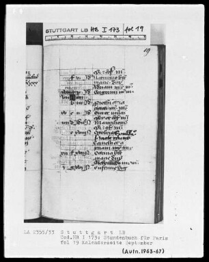Lateinisches Stundenbuch — KL-Ligatur, Folio 19recto