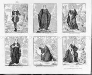 Bilderbogen mit 6 Heiligenfiguren