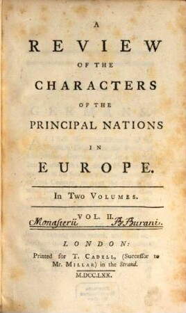 A Review Of The Characters Of The Principal Nations In Europe : In Two Volumes, 2
