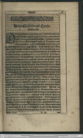 An den Christlichen und Gottliebenden Leser