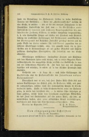 Neu eingegangene Schriften