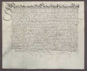 Schuldbrief des Bischofs Eberhard von Speyer gegenüber Domdekan und Domkapitel zu Speyer über 3000 Gulden zu 5 Prozent.
