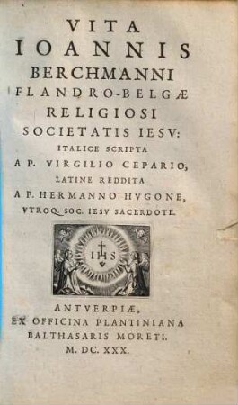 Vita Joannis Berchmanni : Flandro-Belgae religiosi S. J.