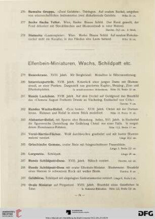 Elfenbein-Miniaturen, Wachs, Schildpatt etc. (Nr. 279-313)