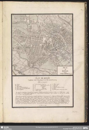Plan De Berlin. Capitale de l'Electorat de Brandebourg