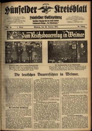 Erste Ausgabe vom Montag, den 22. Januar 1934.