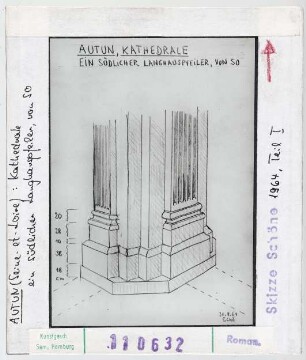 Autun: Kathedrale Saint-Lazare, Langhauspfeiler, Skizze Wolfgang Schöne 1964