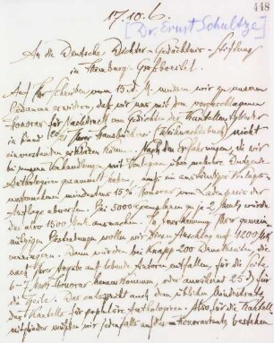 Brief an die Deutsche Dichter- und Gedächtnis-Stiftung (Herr Schultze)
