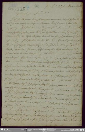 Eigenh. Brief von August Wilhelm von Schlegel an Christian Friedrich Tieck, Paris, 25.12.1816