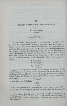 IX. Einige Sätze über Kegelschnitte.