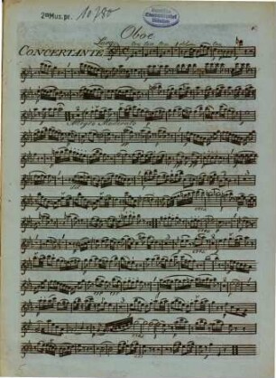 CONCERTANTE pour Violon principale Hautboi Clarinette Cor Basson Violoncelle Alte & Basse Par W. A. MOZART