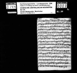 Ernst Eichner: Sinfonia ex B: / Violino Primo / Violino Secundo / Oboe Primo / Oboe Secundo / Cornu Primo / Cornu Secundo / Alto Viola / e / Basso / [Incipit] / del Sig. Eichner; Ms.ca. 1780.