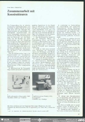 Zusammenarbeit mit Konstrukteuren : Form in der Technik