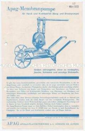 APAG-Membran-Pumpe für Hand- und Kraftbetrieb (Saug- und Druckpumpe)