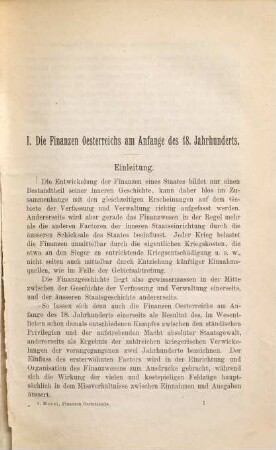 Die Finanzen Österreichs : Von 1701 bis 1740. Nach archivalischen Quellen dargestellt