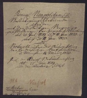 Frizügigkeitsvertrag zwischen Württemberg und dem Königreich beider Sizilien, 1819.