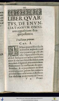 Liber IV. De enunciationum omnium oppositione et aequipollentia.