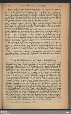 Einige Mittheilungen über unsere Kunstbeilage