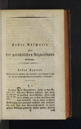 Erster Abschnitt. Von der gerichtlichen Arzneikunde überhaupt.