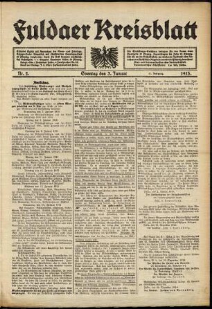 Ausgabe vom Sonntag, den 03. Januar 1915.