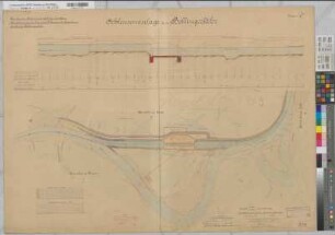Ems Kanalisierung Schleusenanlage bei Bollingerfähr (Dörpen) Höhenprofil und Lage 1892 1 : 100/2000 72 x 101 kol. Zeichnung A. Franke, Wasserbauinspektor Wasser- und Schiffahrtsdirektion Münster
