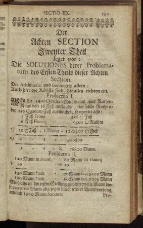 Der Achten Section Zweyter Theil leget vor: Die Solutiones derer Problematum des Ersten Theils dieser Achten Section.