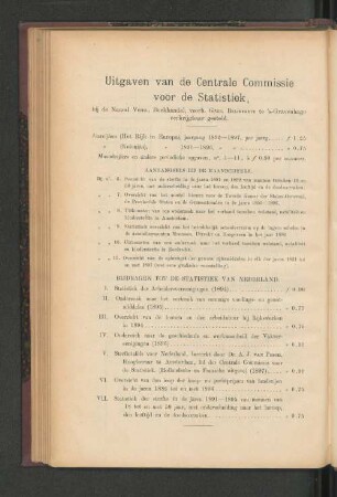 Uitgaven van de Centrale Commissie voor de Statistiek