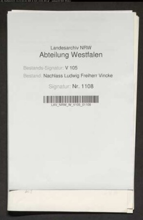 8 Briefe von Vincke an Franz Grafen von Spee, Präfekten (Filmabzüge aus Gräfl. Spee´schem Gutsarchiv Heltorf Abt. T)