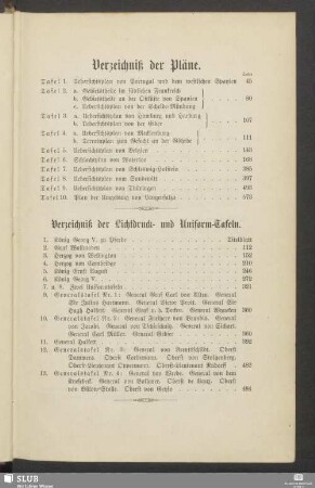 Verzeichnis der Pläne