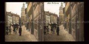 Kinder in der Gasse mit Blick zum Ketschentor, Coburg