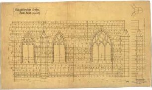 Billing, Hermann; Bretten (Baden-Württemberg), Marktplatz; Melanchthonhaus - Rückfassade (Abwicklung); Strebepfeiler am Chor (Seitenansicht)