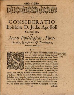 Epistola D. Judae Apostoli Catholica, per Notas Philologicas, Paraphrasin & Porismata, breviter tractata