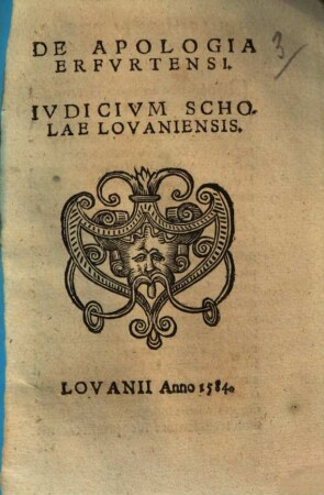 De Apologia Erfvrtensi Ivdicivm Scholae Lovaniensis