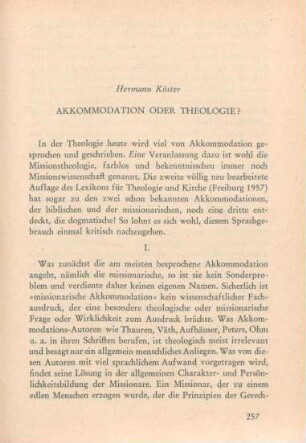 257 - 269 Akkommodation oder Theologie?