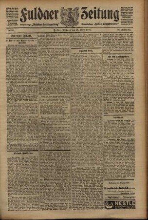 Zweite Ausgabe vom Mittwoch, den 21. April 1909.