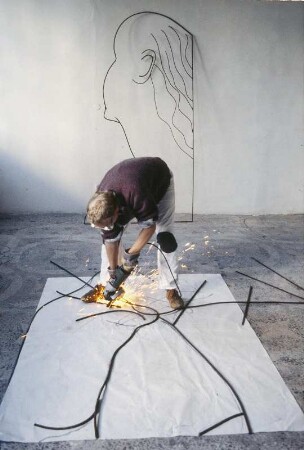 Florenz. Villa Romana. Preisträger Frank Dornseif bei der Arbeit im Atelier