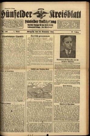 Erste Ausgabe vom Mittwoch, den 19. November 1941.