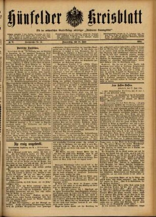Ausgabe vom Donnerstag, den 18. Juni 1914.
