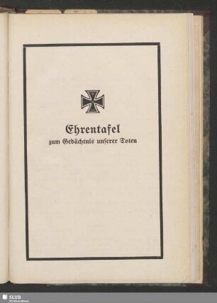 Ehrentafel zum Gedächtnis unserer Toten